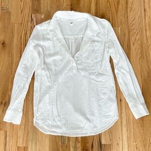 Gap White 1/4 Button Down Long Sleeved Blouse Shirt Size XS